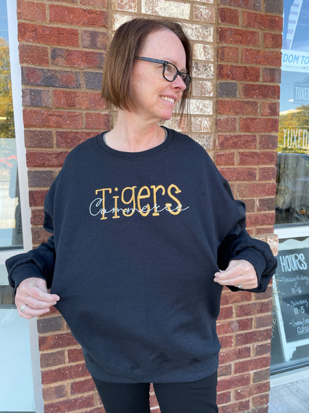 Commerce Tigers Bow Embroidery Sweatshirt