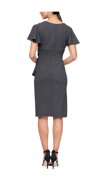 Dani Smoke Grey Metallic Midi Sheath Dress Style 9427166