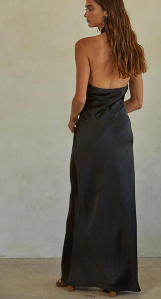 Scarlett Maxi Satin  High Neck Dress