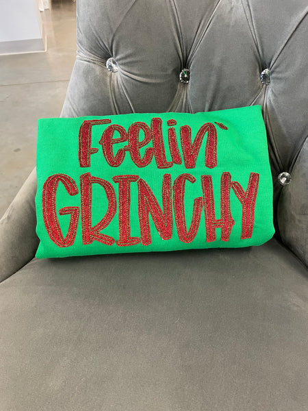 Feelin' Grinchy Custom Embroidered Sweatshirt