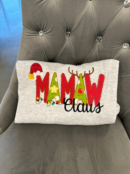 MAMAW Claus Embroidered Sweatshirt