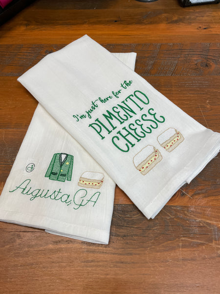 Augusta GA Loves Their Golf & Pimento Cheese Embroidered Tea Towel