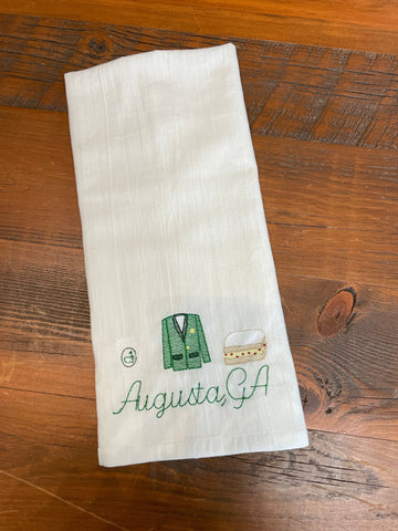 Augusta GA Loves Their Golf & Pimento Cheese Embroidered Tea Towel