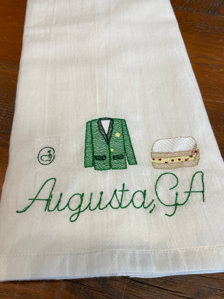 Augusta GA Loves Their Golf & Pimento Cheese Embroidered Tea Towel