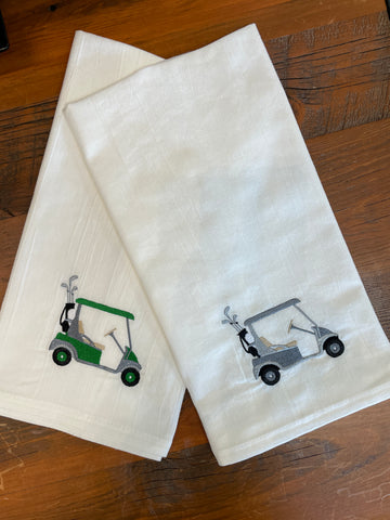 Golf Cart Embroidered Tea Towel