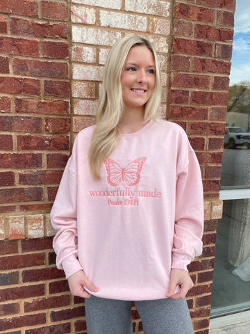 Wonderfully Made Psalm 139:14 Embroidered Sweatshirt