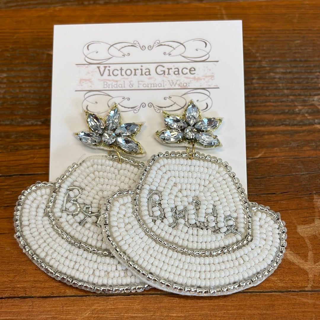 Bride Cowgirl Hat Earrings