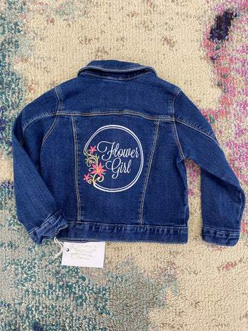 Flower Girl Embroidered Upcycle Denim Jacket