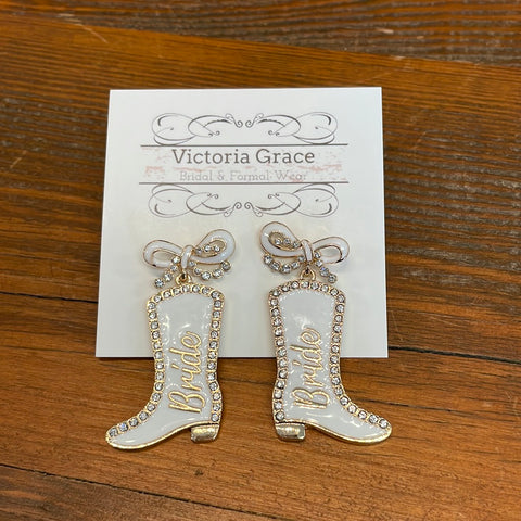 Bride Cowgirl Boot Earrings
