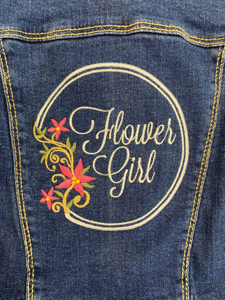 Flower Girl Embroidered Upcycle Denim Jacket