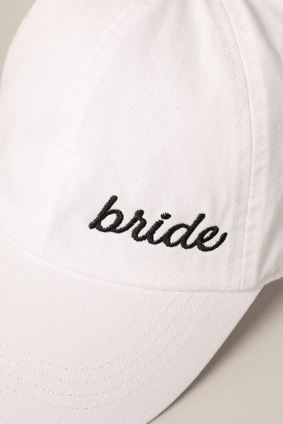 Bride White Embroidered Ball Cap Hat