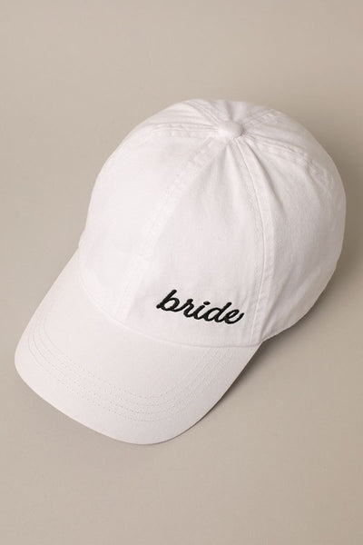 Bride White Embroidered Ball Cap Hat