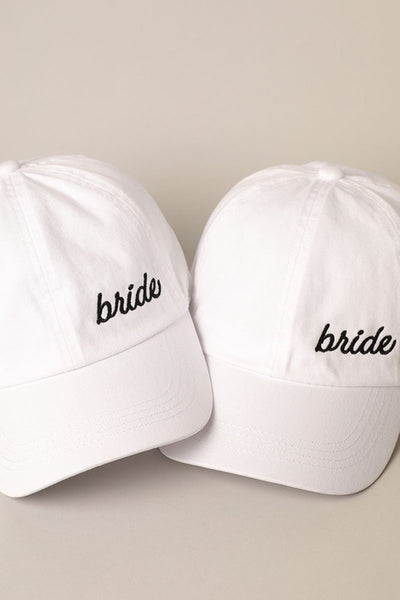 Bride White Embroidered Ball Cap Hat