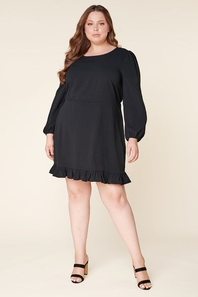 Double Take Ruffle Hem Black Mini Dress