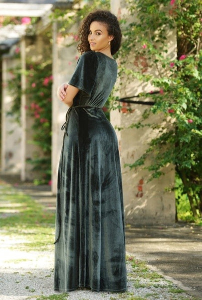 Ellie Velvet Wrap Maxi Dress