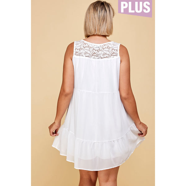 Gail Sleeveless Lace Plus Size Mini Dress