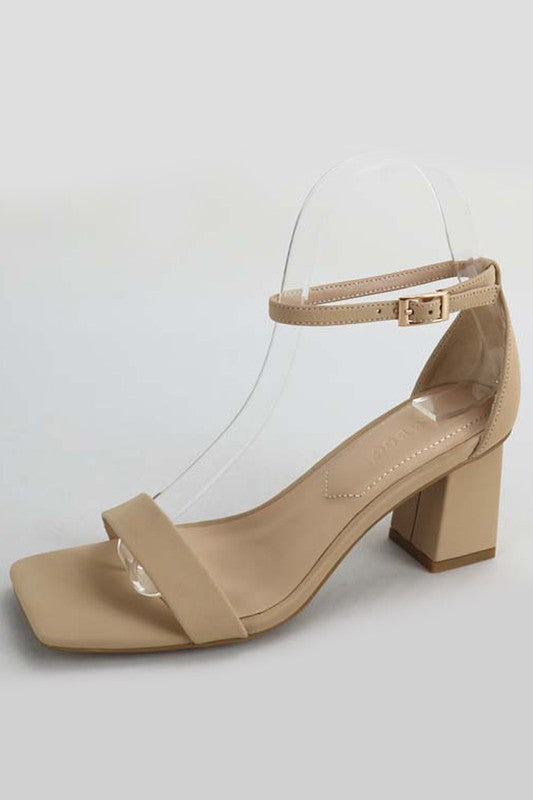 Kathleen Nude Square Toe Heel