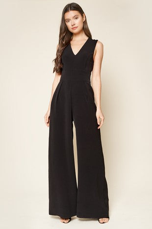 Larah Black V Neck Jumpsuit