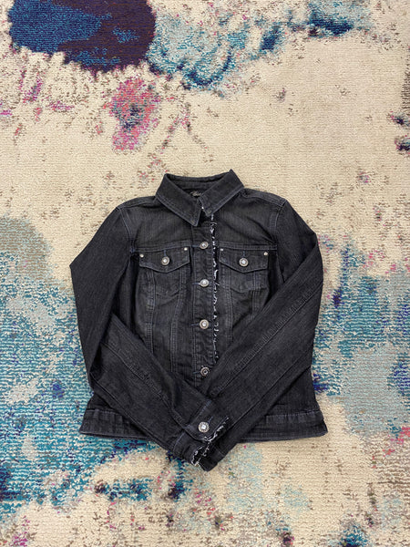 GEORGIA Black Embroidered Denim Jacket