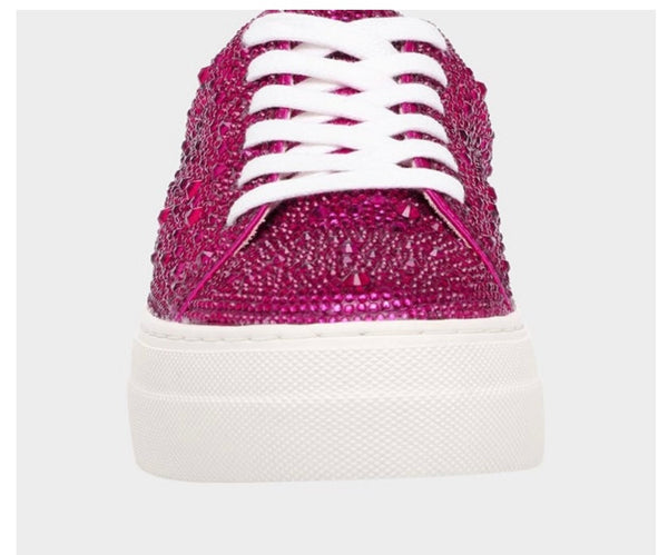 Betsey Johnson Sidny Fuchsia Rhinestone Sneaker