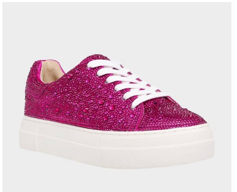 Betsey Johnson Sidny Fuchsia Rhinestone Sneaker