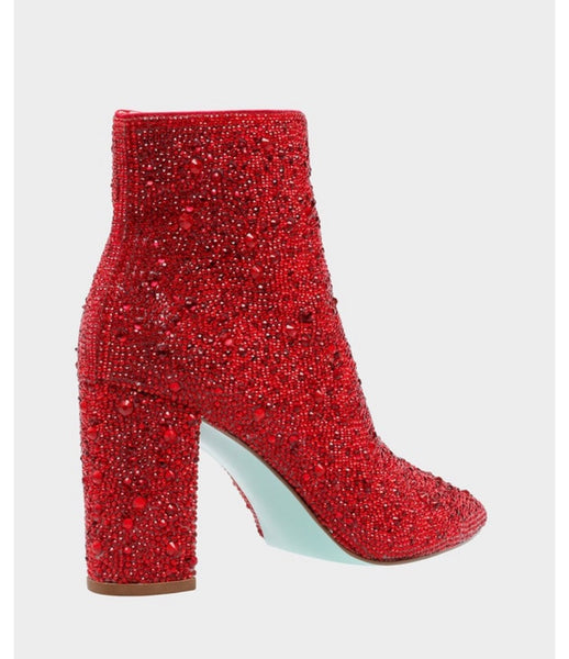 Betsey Johnson Cady Red Rhinestone Boot