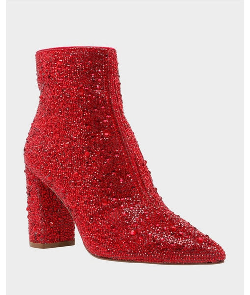 Betsey Johnson Cady Red Rhinestone Boot