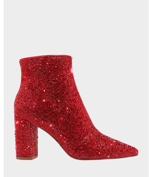 Betsey Johnson Cady Red Rhinestone Boot