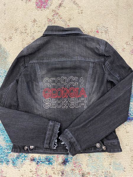 GEORGIA Black Embroidered Denim Jacket