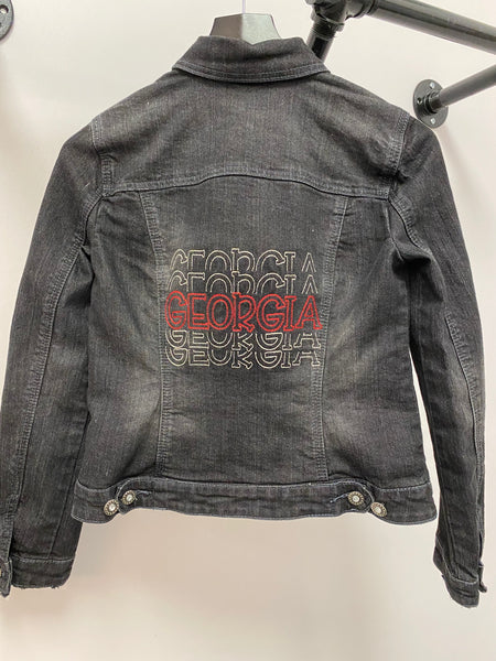 GEORGIA Black Embroidered Denim Jacket