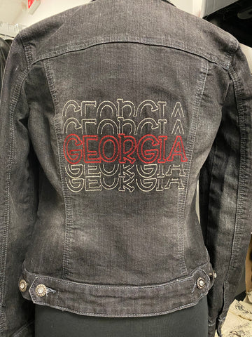 GEORGIA Black Embroidered Denim Jacket